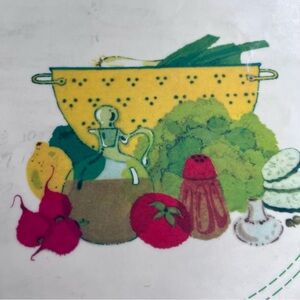Vintage Vinyl Placemats Fruits Vegetables Set of 2 1970’s-80’s Recipe on back